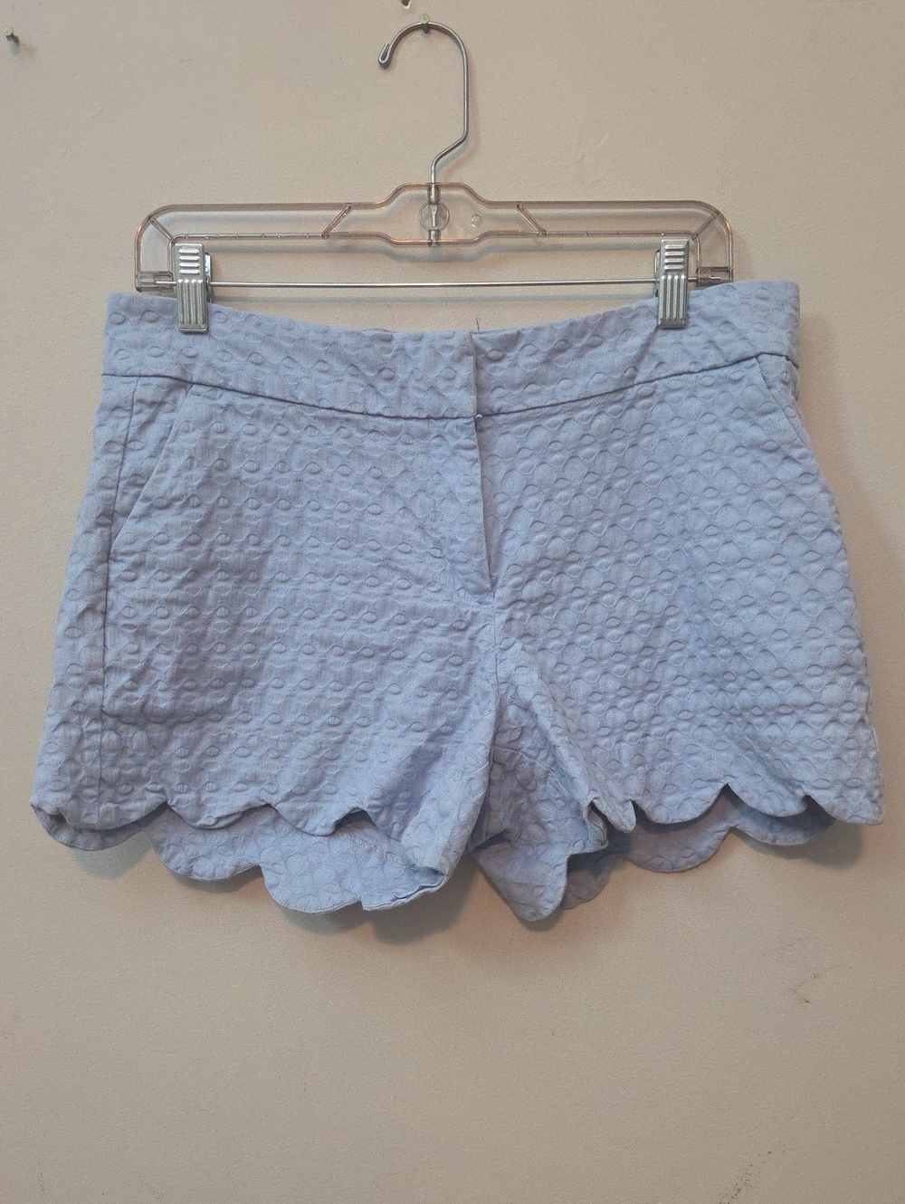 crown & ivy Light Blue Scalloped Eyelet High-Rise Shorts